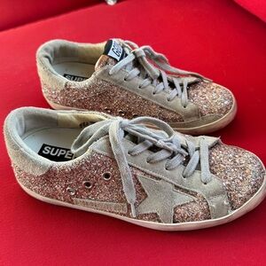 Authentic Golden Goose Pink Glittered Superstar